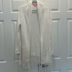 Lilly Pulitzer XL fringe cardigan white